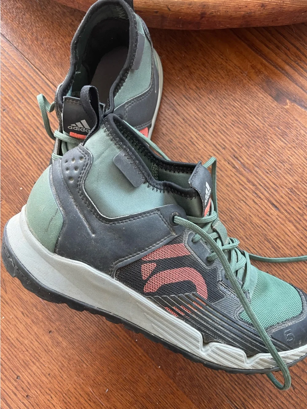 Five Tens adidas Women’s Green Sneakers with Orange Accents-Size 7.5